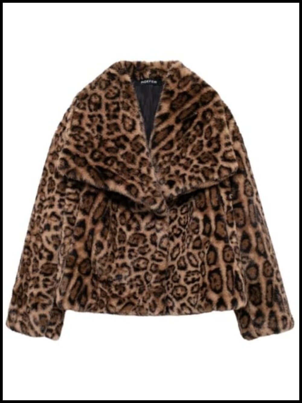 Cropped Faux Fur Jacket Leopard Open Front Shaggy Winter Coat